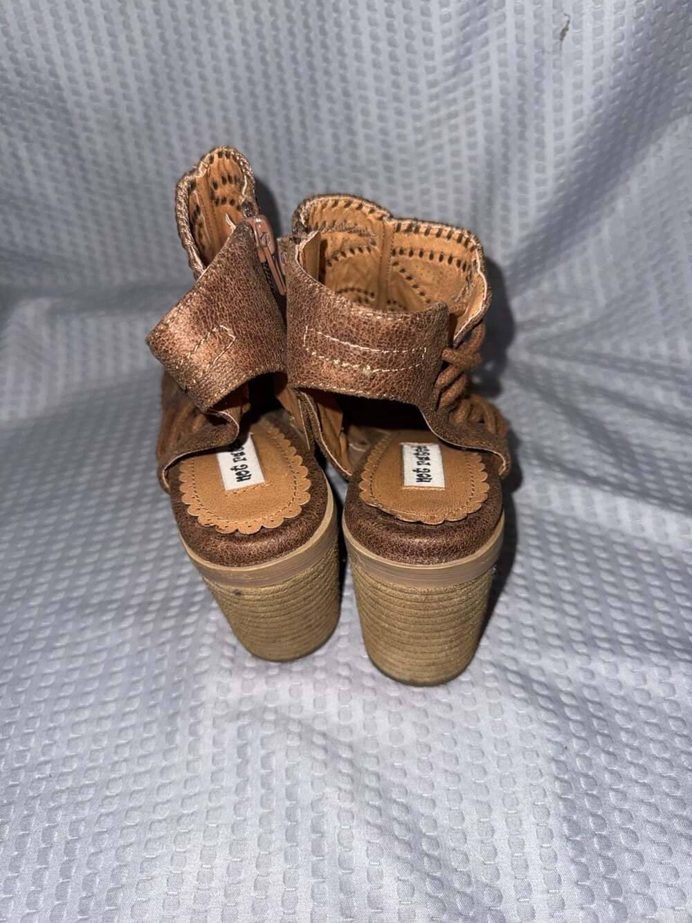 Not Rated Brown Peep Toe Lace-Up Side Booties Size 6.5 - Picture 2 of 5